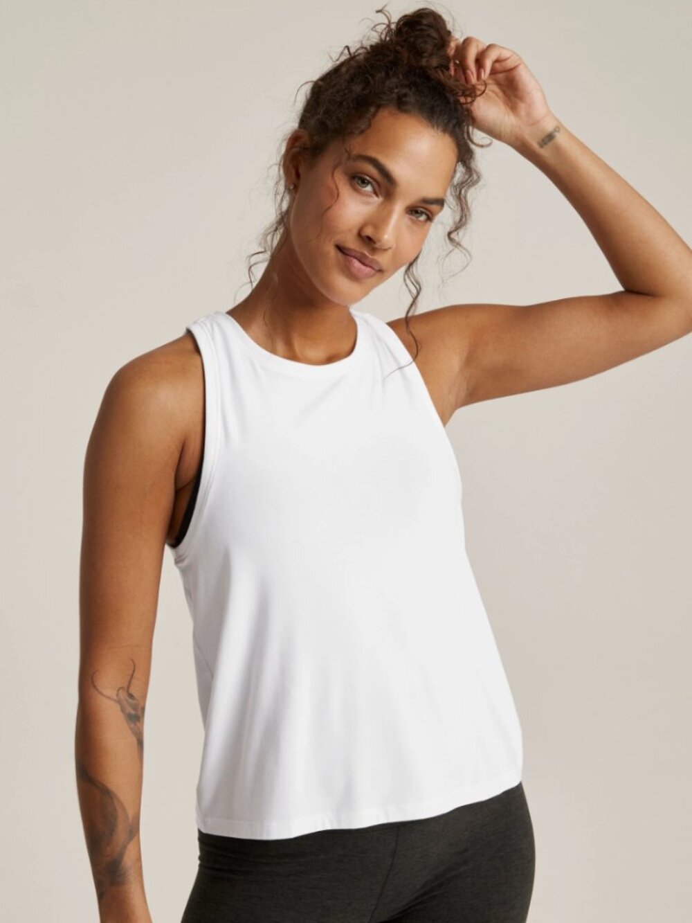 Beyond Yoga Featherweight Rebalance Spacedye White Tank - Size Small